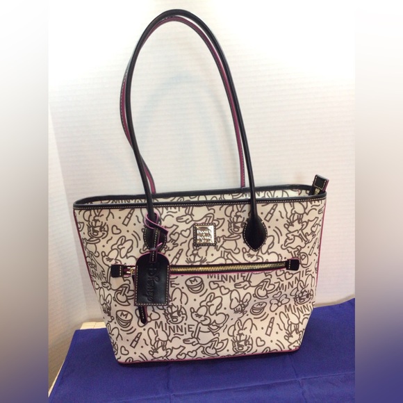 Dooney & Bourke 2022 Disney Minnie Mouse black and white line art tote bag - Picture 2 of 14